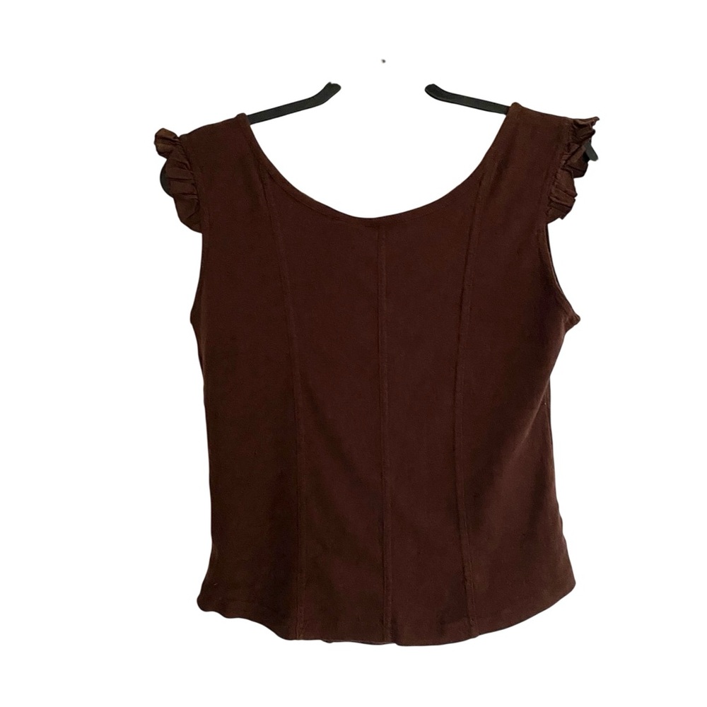 Vintage Y2K Lace Up Top Cotton Corset Style Renaissance Brown Tank Top M Womens - Picture 3 of 9